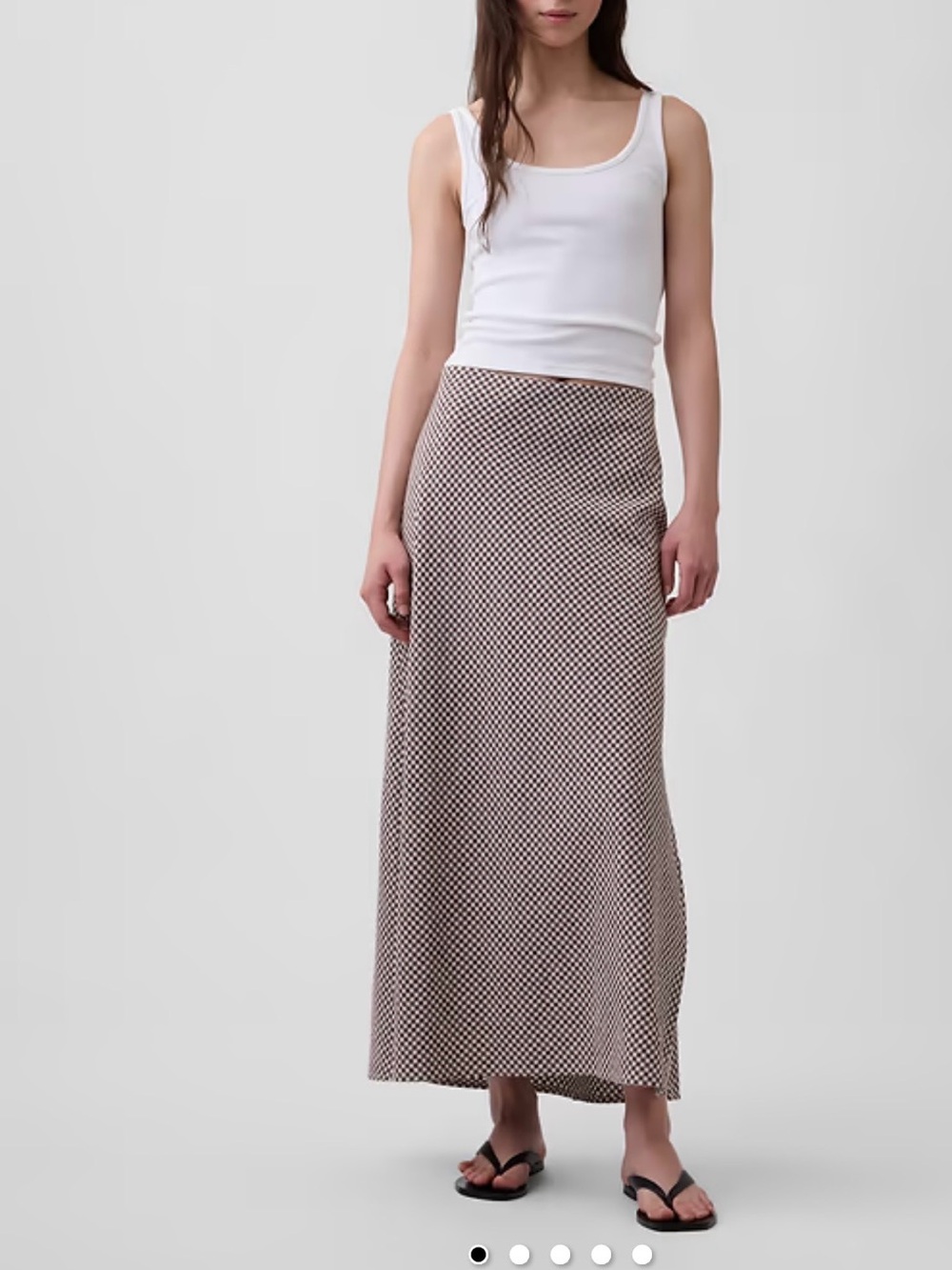 GAP Brown and White Checked Midi Skirt